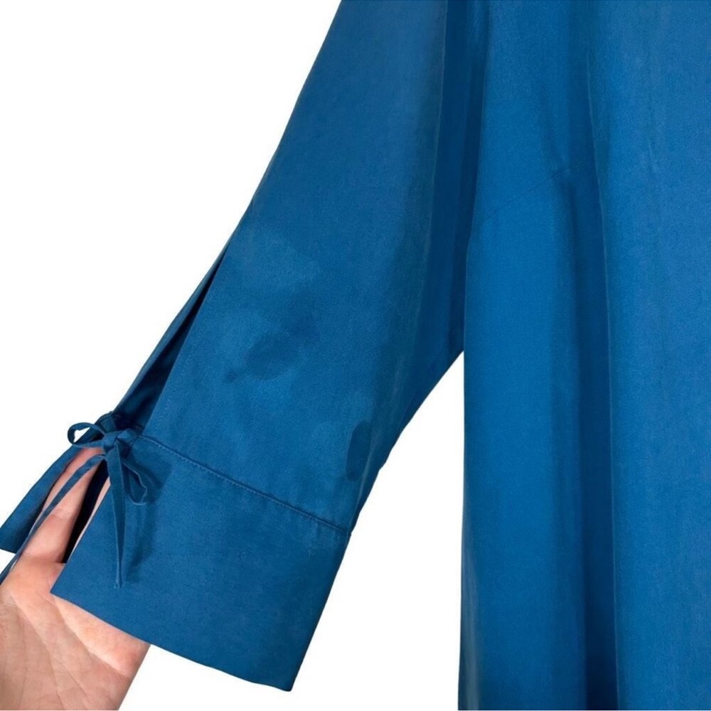 Eileen Fisher Blue Button Down Shirt with Notched Collar - Picture 4 of 13